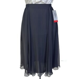 NWT Vintage PATRA Black Semi Sheer Chiffon Flounce Midi Skirt Size 4 Whimsigoth‎